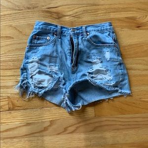High waisted jean shorts !!